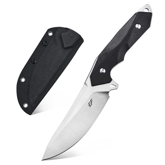 Eafengrow EF122 Fixed Blade Knife D2 Steel Blade G10 Handle Pocket Knives Fixed Knife Survival Outdoor Camping Survival Tool Knives Kydex Sheaths (Black)